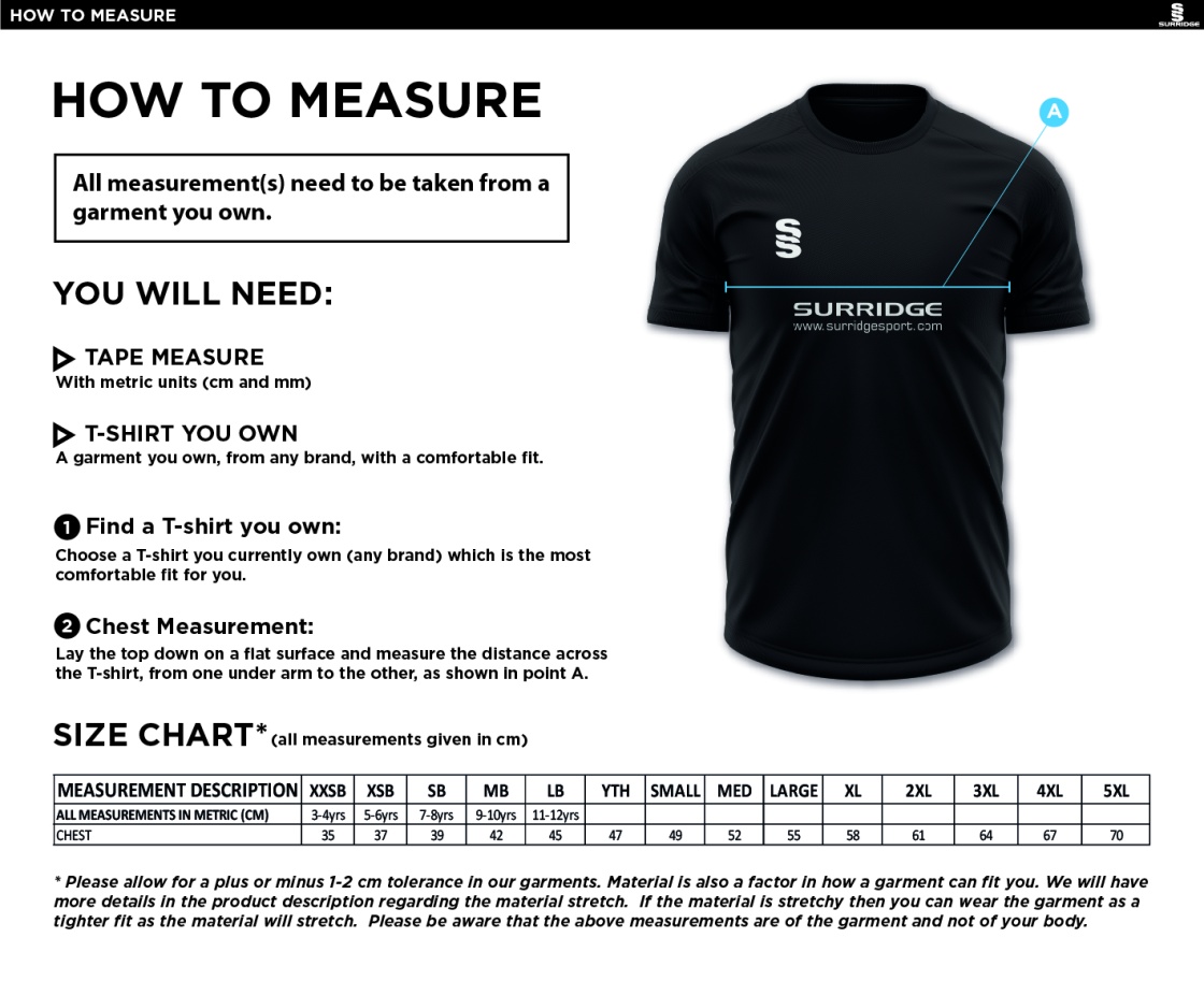 Arkadin CC Blade Training Shirt : Royal / Navy / White - Size Guide